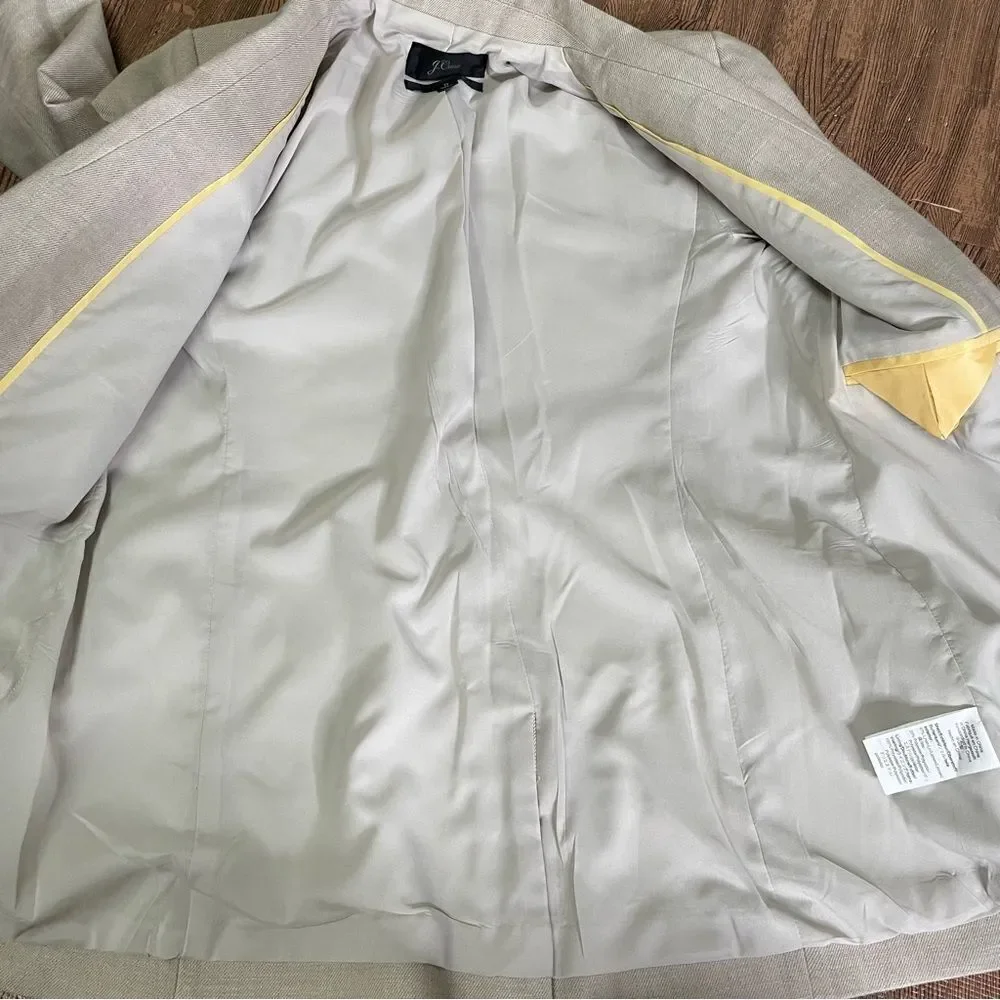 J. Crew‎ Parke Stretch Linen Blend Blazer in Flax Light Tan Brown 0